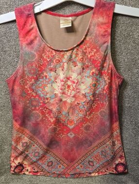 Marika Red Floral Medallion Tank Top